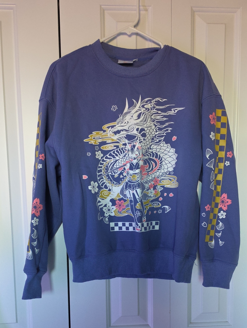 Blue/purple Graphic Dragon Crewneck Sweater